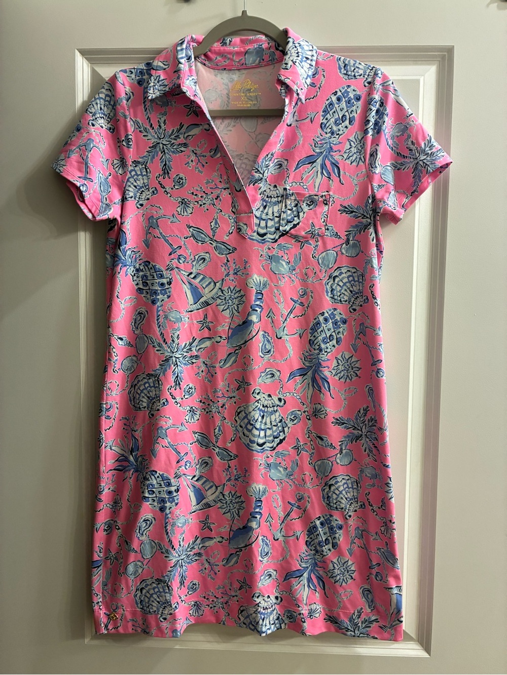 Lilly Pulitzer Pink Tropical Shell Polo Dress